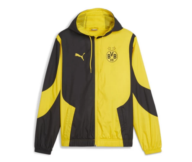 Borussia Dortmund Mens Pre-Match Windbreaker Football Jacket 2024-25