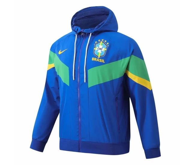 Brazil Mens Hooded Windbreaker Football Jacket 2024-25