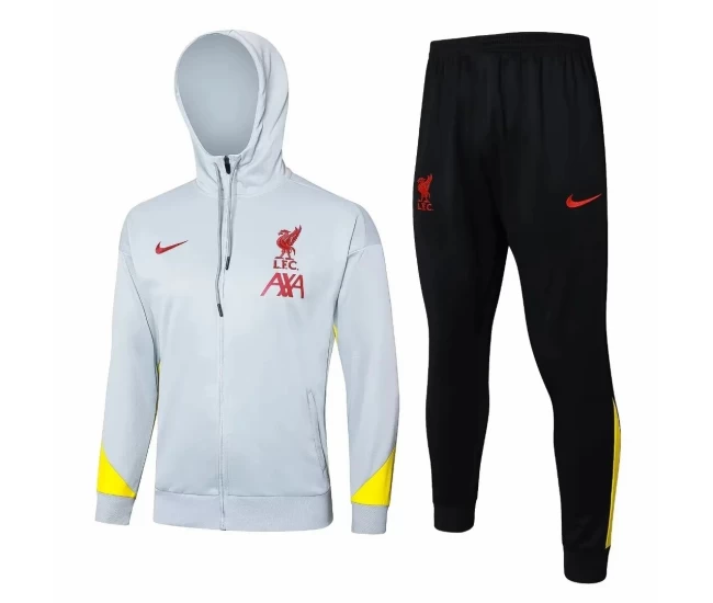 Liverpool FC White Training Hooded Presentation Football Tracksuit 2024-25