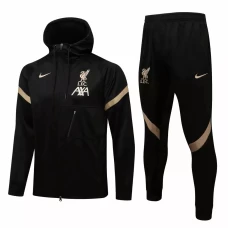 Liverpool FC Black Hooded Presentation Football Tracksuit 2021-22