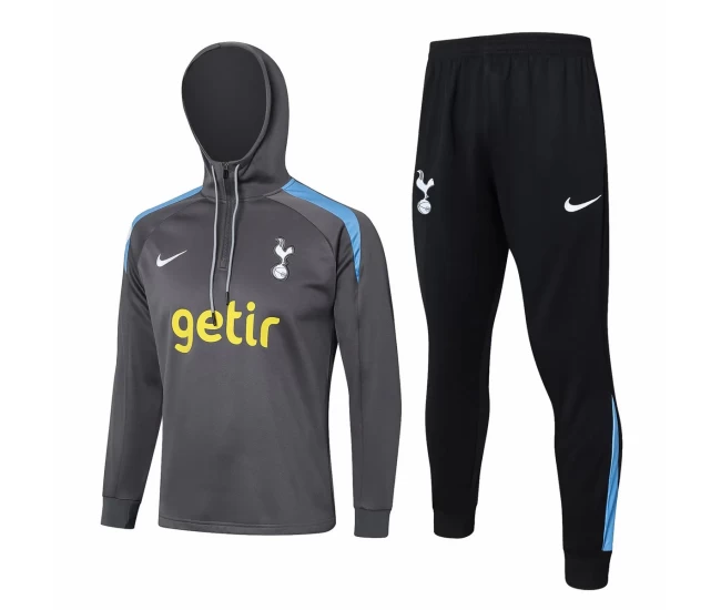 Tottenham Hotspur Grey Training Hooded Technical Football Tracksuit 2024-25