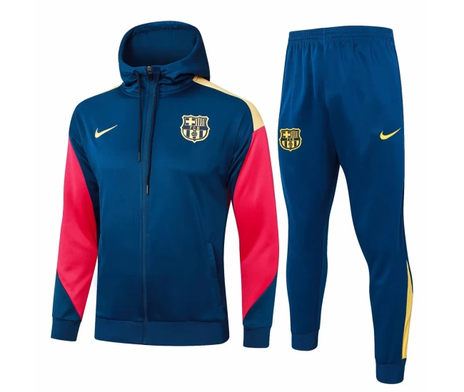 FC Barcelona Navy Hooded Presentation Football Tracksuit 2024-25