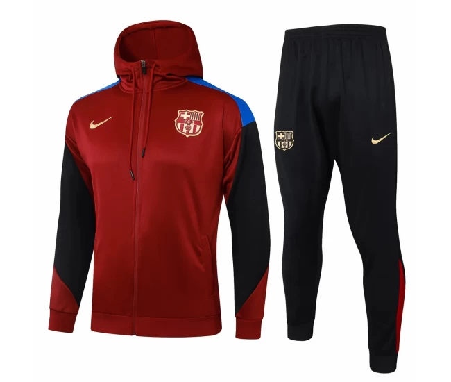 FC Barcelona Red Hooded Presentation Football Tracksuit 2024-25