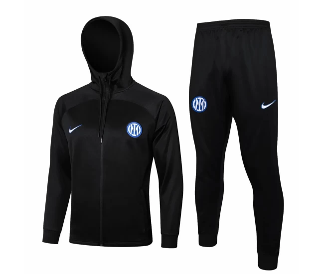 Inter Milan Black Training Hooded Presentation Football Tracksuit 2024-25