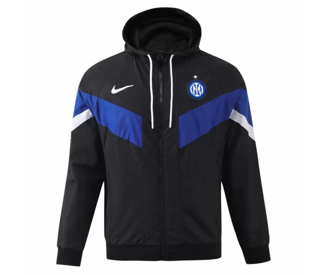 Inter Milan Mens Hooded Windrunner Football Jacket 2024-25