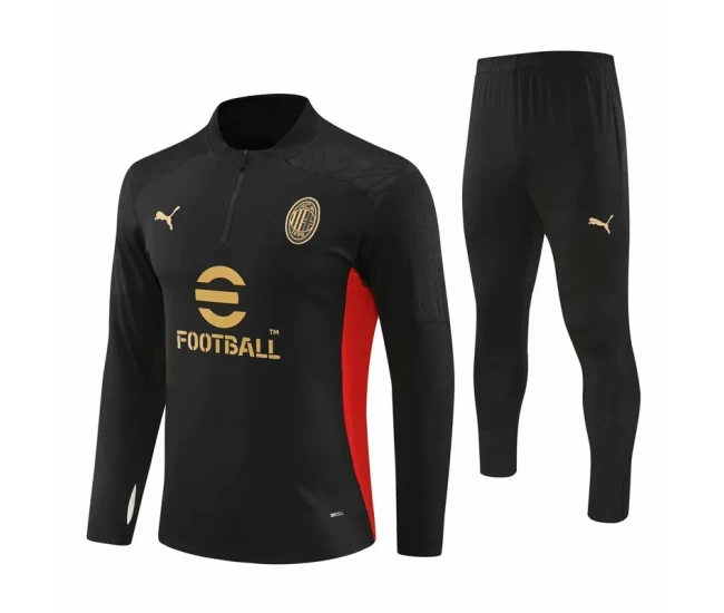 AC Milan Black Training Technical Football Tracksuit 2024-25