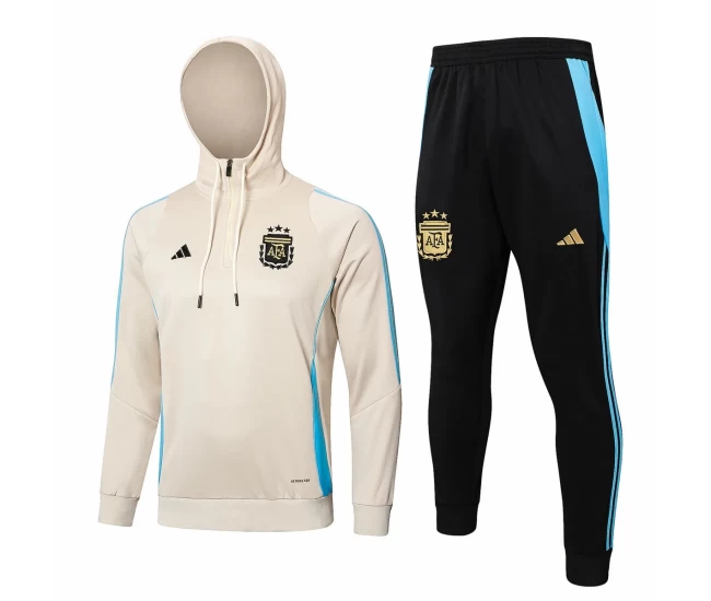 Argentina Beige Training Hooded Technical Football Tracksuit 2024-25