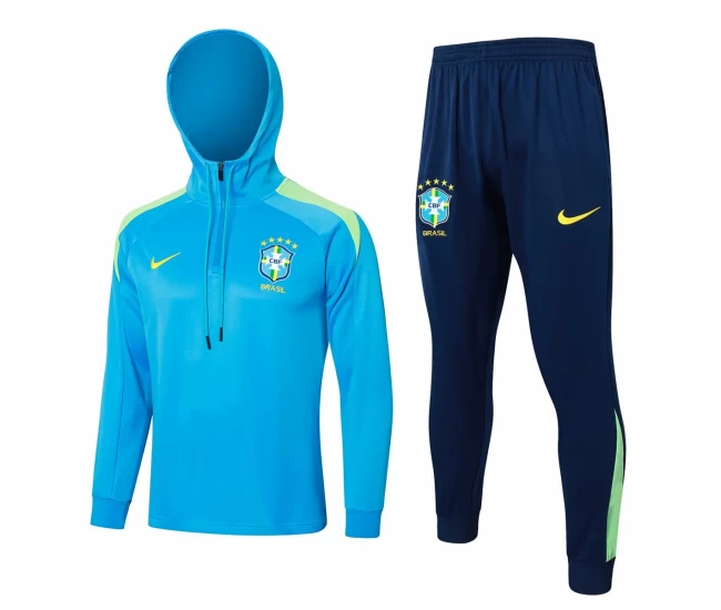 Brazil National Team Blue Training Hooded Technical Football Tracksuit 2024-25