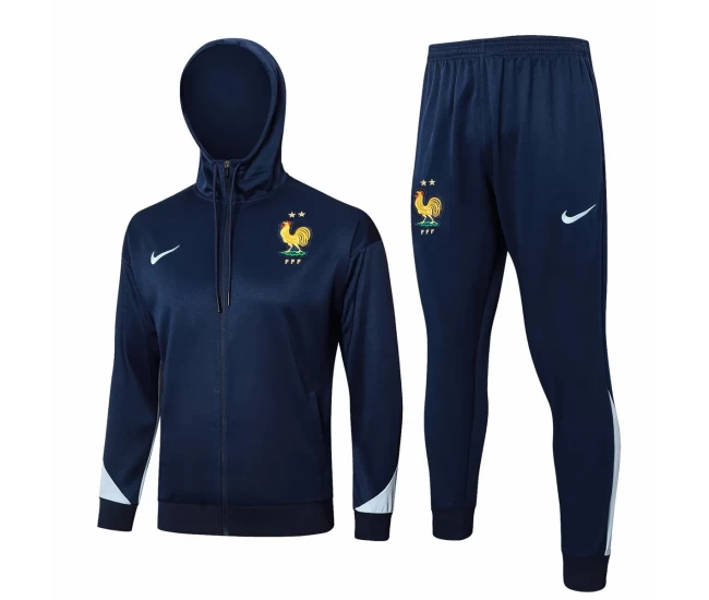 France National Team Navy Training Hooded Presentation Football Tracksuit 2024-25