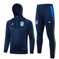 Italy Navy Training Hooded Technical Football Tracksuit 2024-25